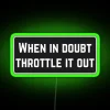 LED Neon Sign with Throttle It Out Text and Cool Helmet Design