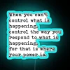 Motivational quote about responding to life's challenges with a neon light effect