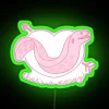 A person being bitten by an eel in the sea, with a colorful neon sign reading "When you swim in the sea and an eel bites y...