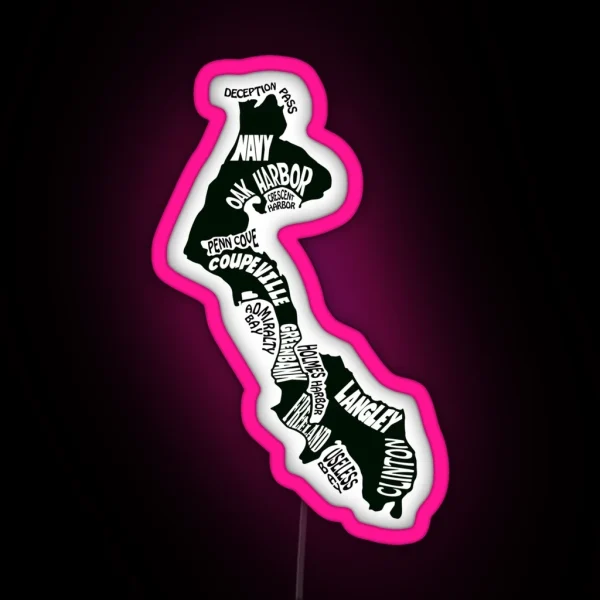 Whidbey Island Map RGB Neon Sign