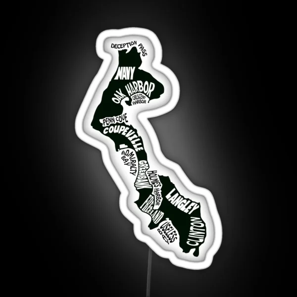 Whidbey Island Map RGB Neon Sign