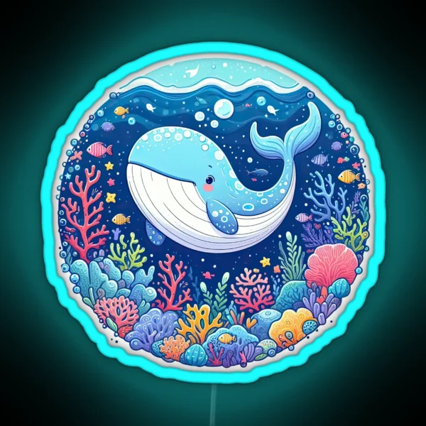Whimsical Whale Playful Ocean Frolic With Underwater RGB Neon Sign
