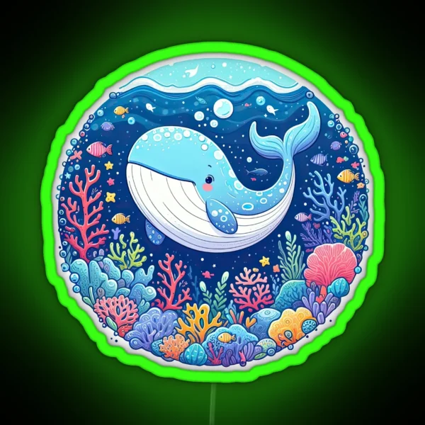 Whimsical Whale Playful Ocean Frolic With Underwater RGB Neon Sign