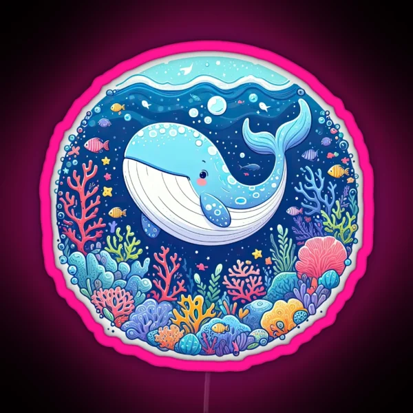 Whimsical Whale Playful Ocean Frolic With Underwater RGB Neon Sign