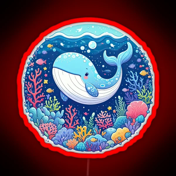 Whimsical Whale Playful Ocean Frolic With Underwater RGB Neon Sign
