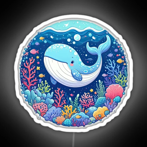 Whimsical Whale Playful Ocean Frolic With Underwater RGB Neon Sign
