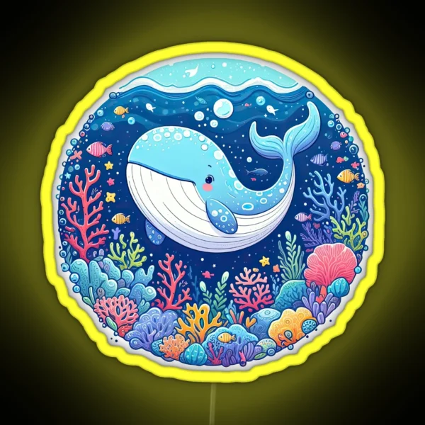 Whimsical Whale Playful Ocean Frolic With Underwater RGB Neon Sign