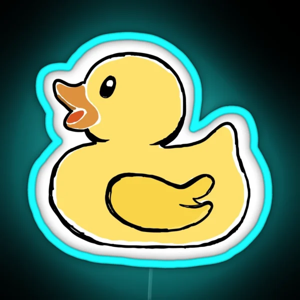Whimsical Yellow Rubber Ducky Sketch Led Playful Charm RGB Neon Sign