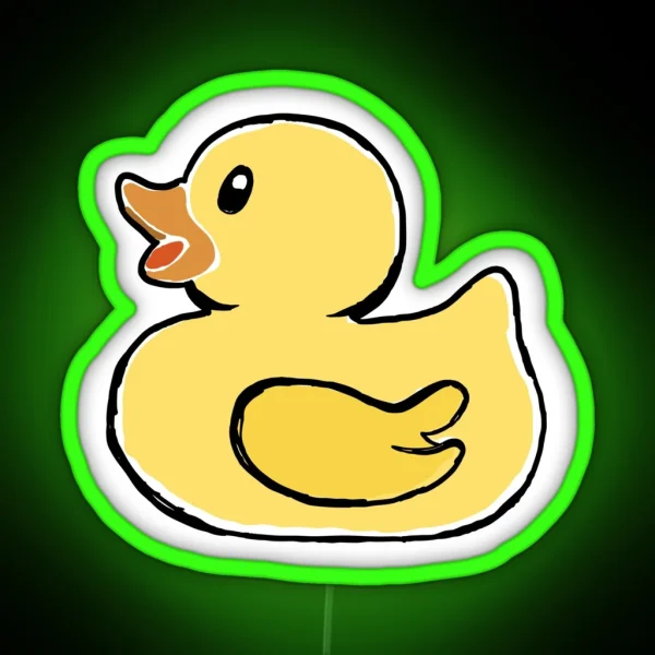 Whimsical Yellow Rubber Ducky Sketch Led Playful Charm RGB Neon Sign