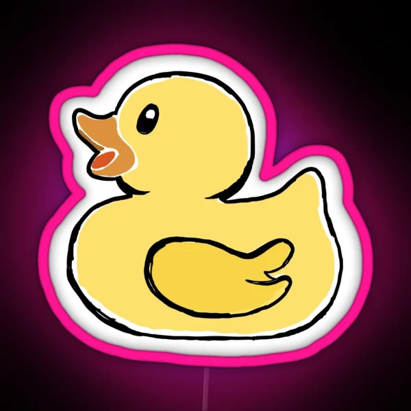 Whimsical Yellow Rubber Ducky Sketch Led Playful Charm RGB Neon Sign