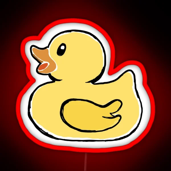 Whimsical Yellow Rubber Ducky Sketch Led Playful Charm RGB Neon Sign
