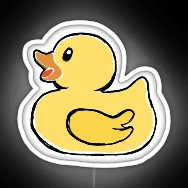 Whimsical Yellow Rubber Ducky Sketch Led Playful Charm RGB Neon Sign