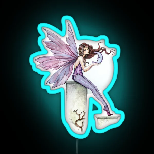 Whispering Moon Fairy Art RGB Neon Sign