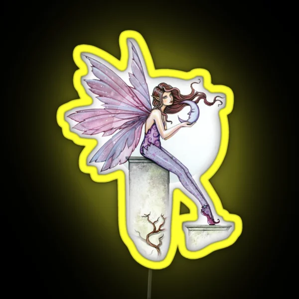 Whispering Moon Fairy Art RGB Neon Sign