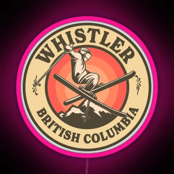 Whistler BC Ski Retro Badge RGB Neon Sign