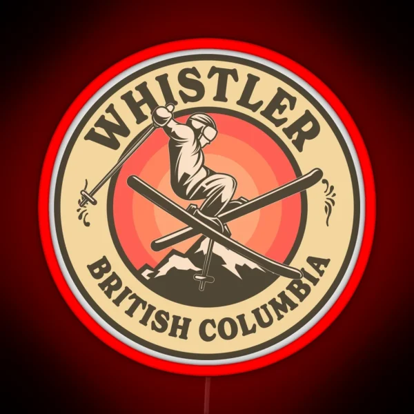 Whistler BC Ski Retro Badge RGB Neon Sign