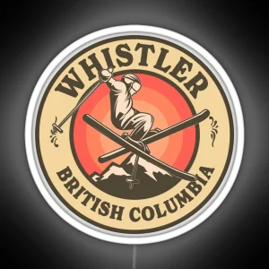 Whistler BC Ski Retro Badge RGB Neon Sign