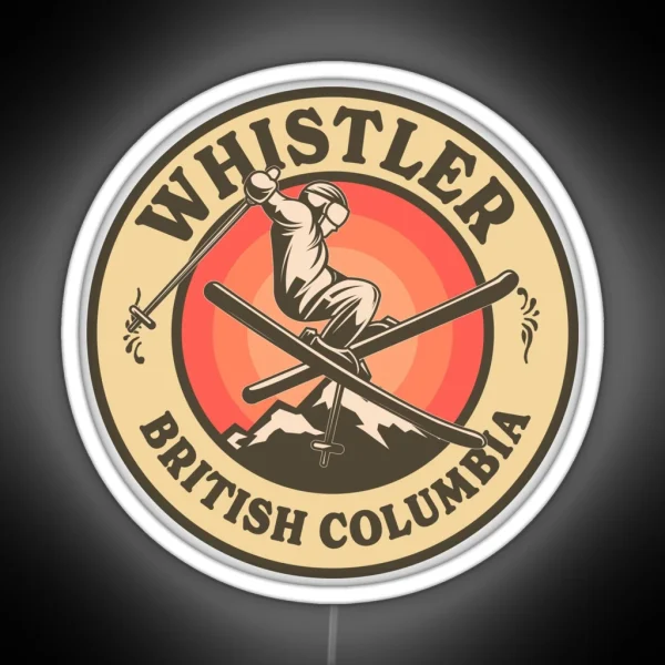 Whistler BC Ski Retro Badge RGB Neon Sign