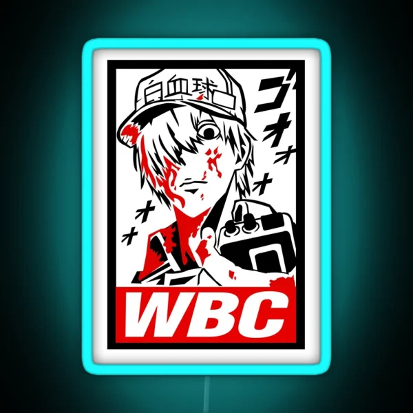 White Blood Cell Hataraku Saibou RGB Neon Sign