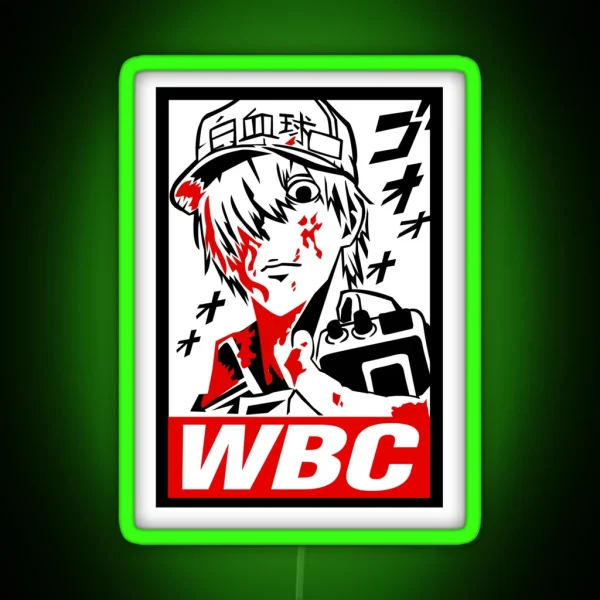 White Blood Cell Hataraku Saibou RGB Neon Sign