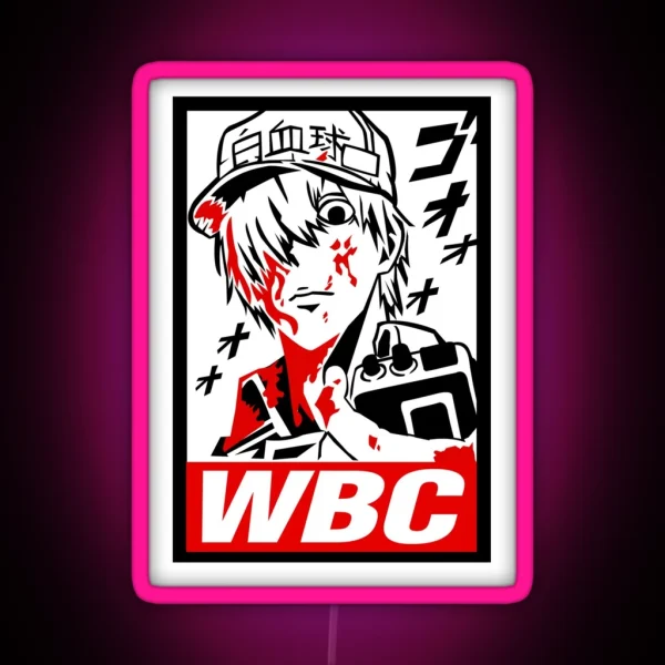 White Blood Cell Hataraku Saibou RGB Neon Sign