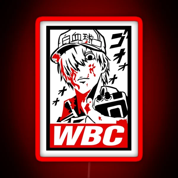 White Blood Cell Hataraku Saibou RGB Neon Sign