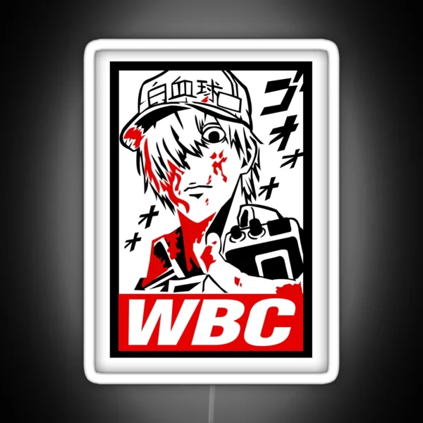 White Blood Cell Hataraku Saibou RGB Neon Sign