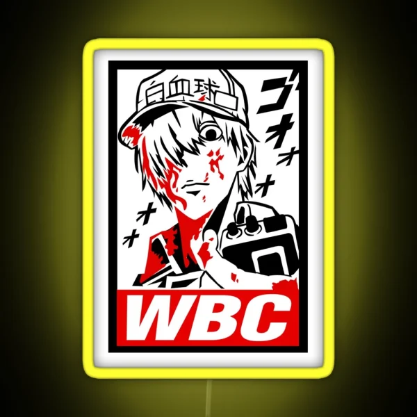 White Blood Cell Hataraku Saibou RGB Neon Sign