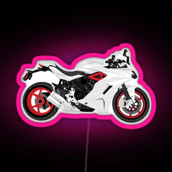 White Ducati Super Sport 939 RGB Neon Sign