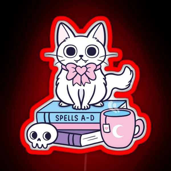 White Feline Familiar 02 Nikury RGB Neon Sign