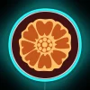 Neon white lotus flower in bright blue light.