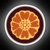 Neon white lotus sign with vibrant, glowing petals.