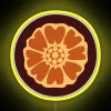 Neon white lotus flower in vibrant yellow background