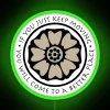 Neon-inspired white lotus tile avatar on a green background