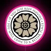 Neon white lotus tile avatar on a pink background