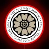 RGB neon sign featuring a white lotus tile avatar with red accents.
