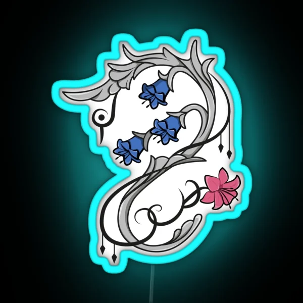 White Mage Lily Gauge Black RGB Neon Sign