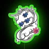 RGB Neon Sign with White Lily Gauge on a Black Background