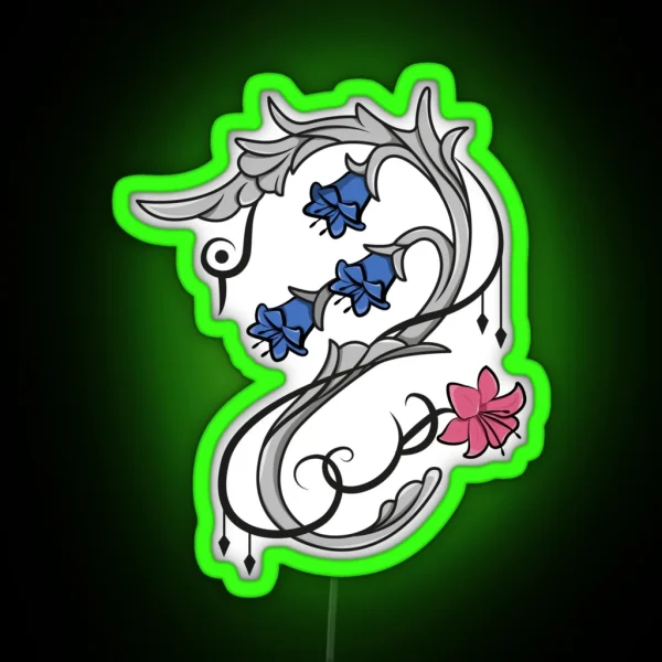 White Mage Lily Gauge Black RGB Neon Sign