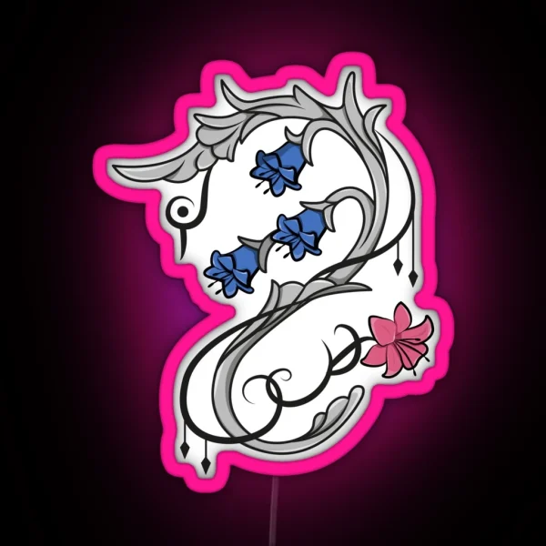 White Mage Lily Gauge Black RGB Neon Sign