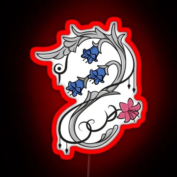 White Mage Lily Gauge Black RGB Neon Sign
