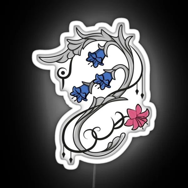 White Mage Lily Gauge Black RGB Neon Sign