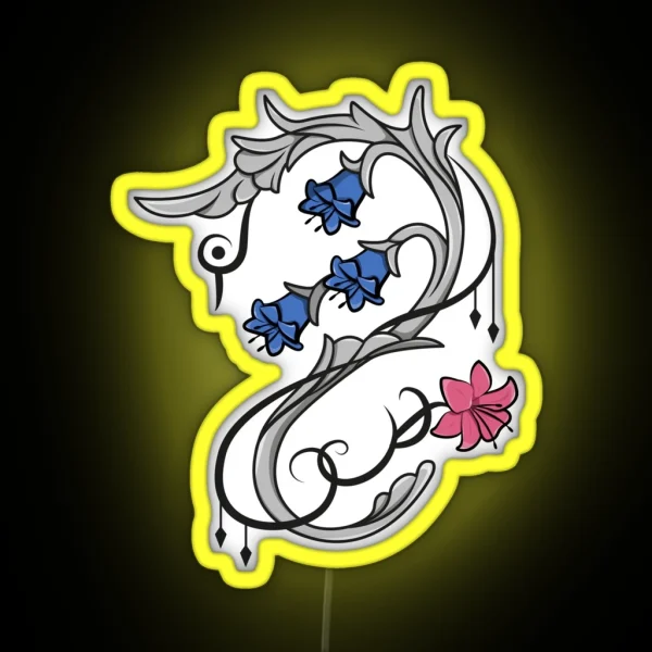 White Mage Lily Gauge Black RGB Neon Sign