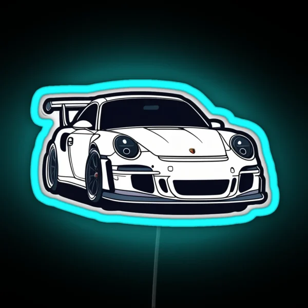 White Porsche GT3 RS RGB Neon Sign