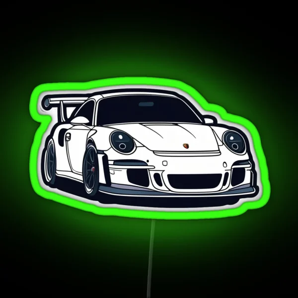 White Porsche GT3 RS RGB Neon Sign