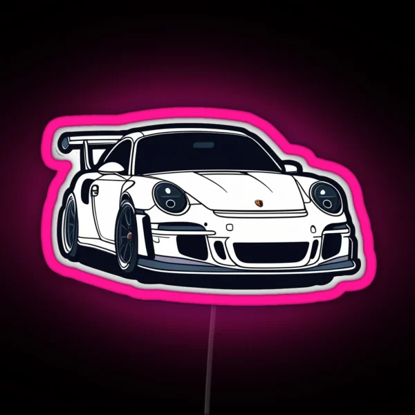 White Porsche GT3 RS RGB Neon Sign
