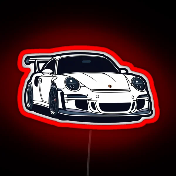 White Porsche GT3 RS RGB Neon Sign
