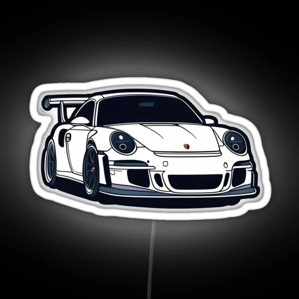 White Porsche GT3 RS RGB Neon Sign