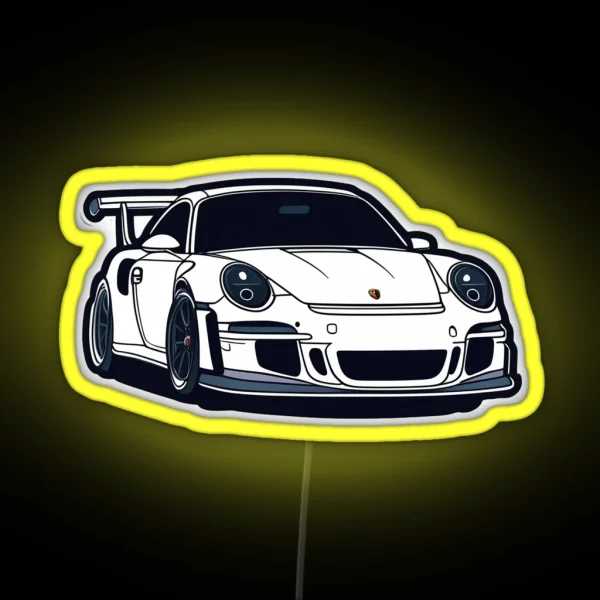 White Porsche GT3 RS RGB Neon Sign
