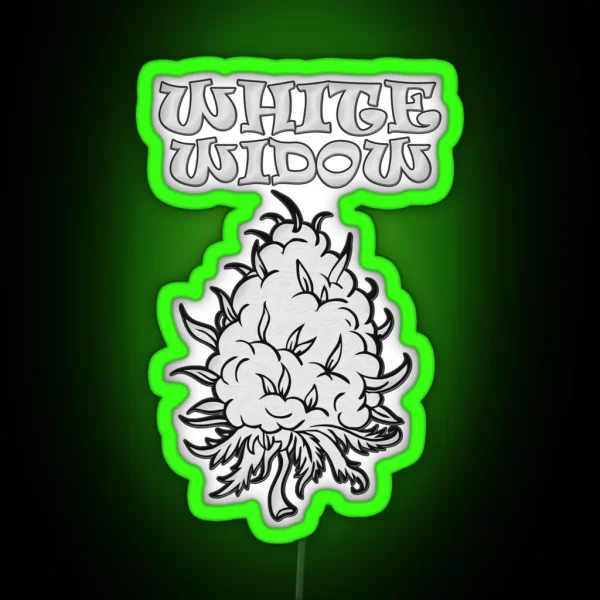 White Widow Label Weed Strain Marijuana RGB Neon Sign